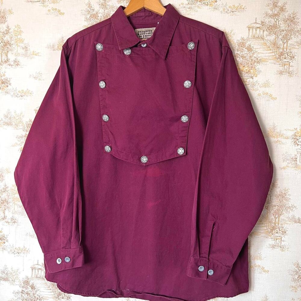 Frontier Classics Cavalry Bib Shirt | Burgundy Cotton Canvas | Men's Large